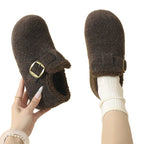 Women's Cozy Buckle Fuzzy Casual Slip-On Shoes