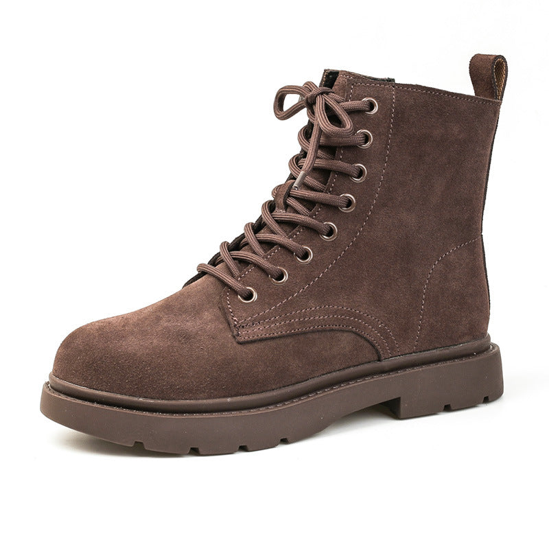 Women's Retro Suede-Look Lace-Up Ankle Boots