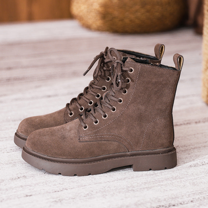 Women's Retro Suede-Look Lace-Up Ankle Boots